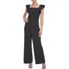 DKNY WOMENS SQUARE NECK FLUTTER SLEEVE JUMPSUIT