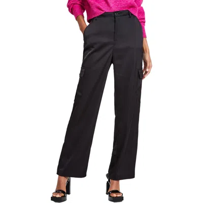 Dkny Womens Stretch Wide Leg Cargo Pants In Black