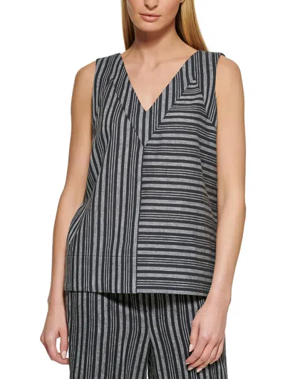 Dkny Womens Striped Linen Pullover Top In Multi