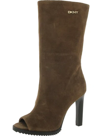 Dkny Womens Suede Open Toe Mid-calf Boots In Multi