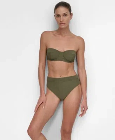 Dkny Womens Textured Molded Balconette Bikini Top High Waist Bottoms In Metallic