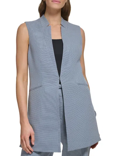 Dkny Womens Textured Notched Suit Vest In Blue