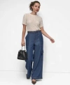 Dkny Womens Textured Top Lightweight Wide Leg Jeans In Blue