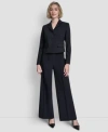 Dkny Womens Three Button Notch Collar Jacket Pintuck Wide Leg Pants In Black