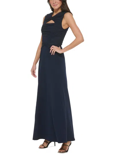 Dkny Womens Tulle Polyester Evening Dress In Blue