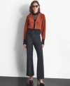 Dkny Womens Turtleneck Long Sleeve Zip Back Mesh Top Soft Ponte Knit High Rise Pull On Pants Contrast Rib In Black