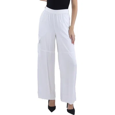 Dkny Womens Twill Pull On Wide Leg Pants In White