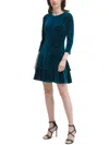 DKNY WOMENS VELVET RUFFLED COCKTAIL AND PARTY DRESS