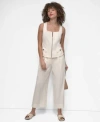 Dkny Womens Weathered Zip Up Vest Glazed Dressing Pants In Neutral