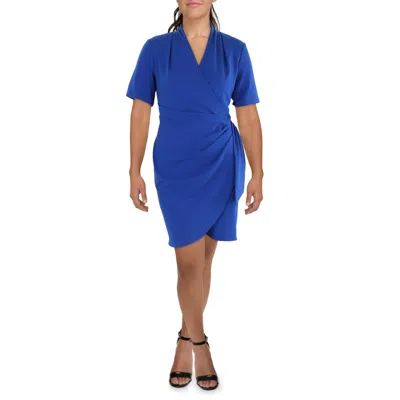 Dkny Womens Wrap Mini Wrap Dress In Blue