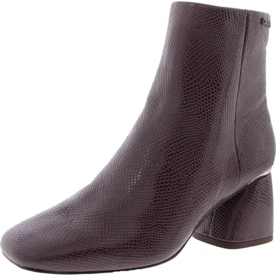 Dkny Womens Zipper Leather Ankle Boots In Dark Cherry