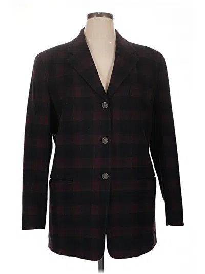 Pre-owned Dkny Wool Blazer Jacket In Burgundy