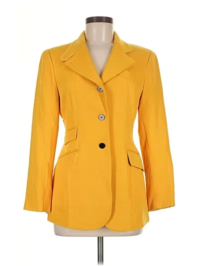 Pre-owned Dkny Wool Blazer Jacket In Yellow