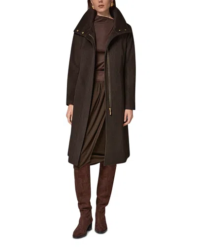 Dkny Wool Blend Belted Coat In Brown