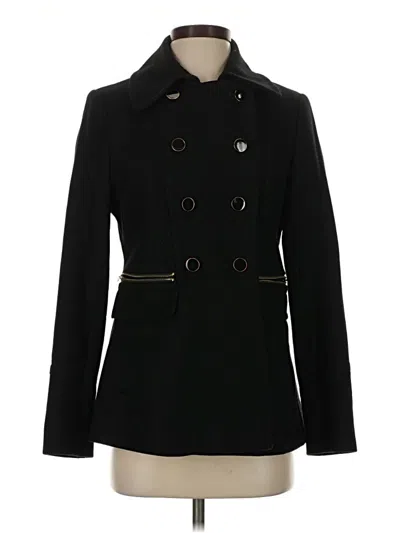 Pre-owned Dkny Wool Coat In Black