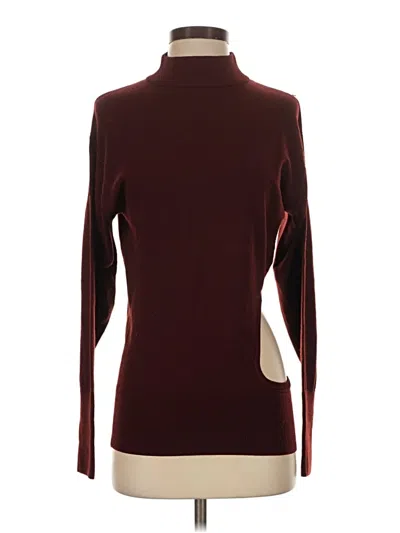 Pre-owned Dkny Wool Pullover Sweater In Burgundy