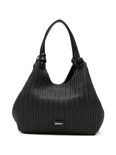 Dkny Woven-design Logo-plaque Tote Bag In Pink