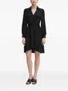 Dkny Wrap-front Long-sleeve Mini Dress In Black