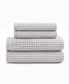 Dkny Pure Yarn Dyed Waffle Cotton Bath And Hand Towel 4-piece Set In Gray