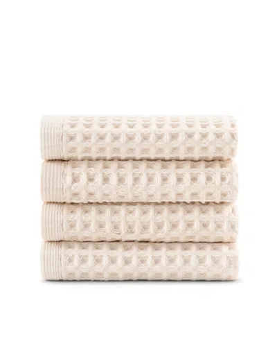 DKNY YARN DYED WAFFLE UNBLEACHED COTTON WASHCLOTH SET, 13" X 13"