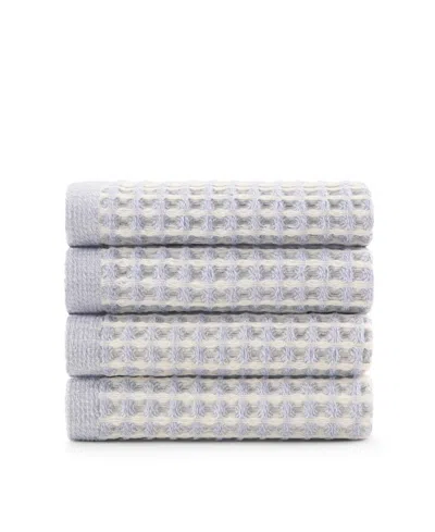 DKNY YARN DYED WAFFLE UNBLEACHED COTTON WASHCLOTH SET, 13" X 13"