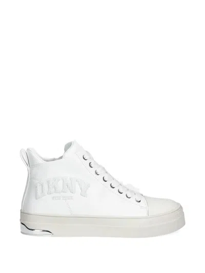 Dkny Yaser Lace-up Side-zip Sneakers In White