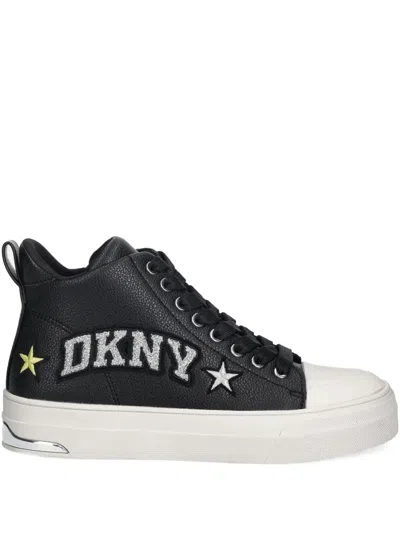Dkny Yaser Star Embellished Sneakers In Black