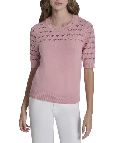 Dkny Yoke Sweater Top In Pink
