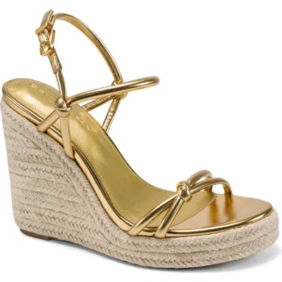 Dkny Yvette Slingback Espdarille Platform Wedge Sandal In Gold
