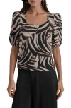 Dkny Zebra Print Cold Shoulder Top In Neutral
