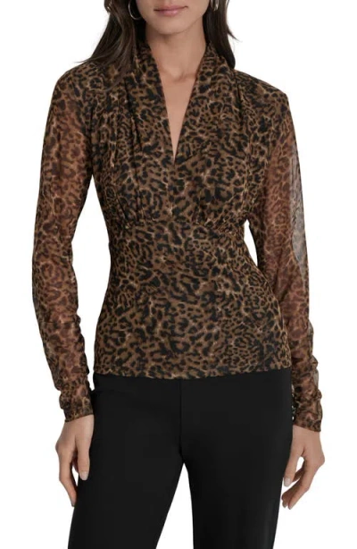 DKNY DKNY ZEBRA PRINT LONG SLEEVE MESH SHIRT