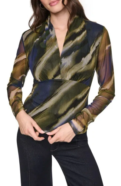 Dkny Zebra Print Long Sleeve Mesh Shirt In Multi