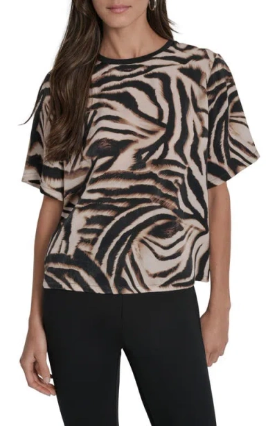 Dkny Zebra Print Short Sleeve Woven Shirt In Animal Print