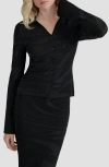 Dkny Zebra Stripe Cardigan In Black