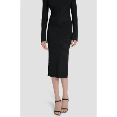 Dkny Zebra Stripe Knit Pencil Skirt In Black
