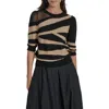 Dkny Zebra Stripe Three-quarter Sleeve Sweater In Multi