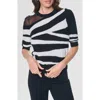 Dkny Zebra Stripe Three-quarter Sleeve Sweater In Multi