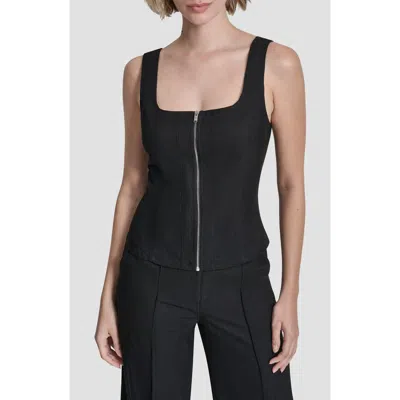Dkny Zigzag Stitch Corset Top In Black