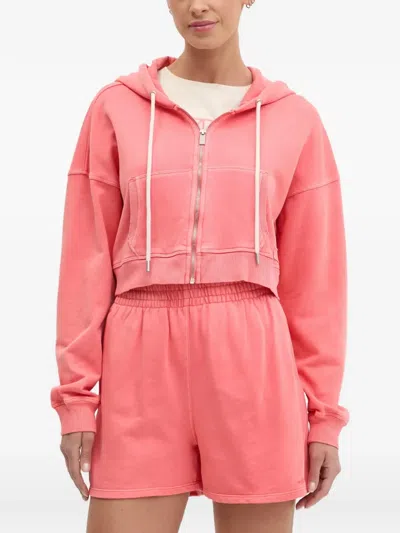 Dkny Zip Crop Hoodie In Pink