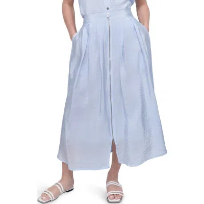 Dkny Zip Front Crinkled Satin Skirt In Skyway Blue