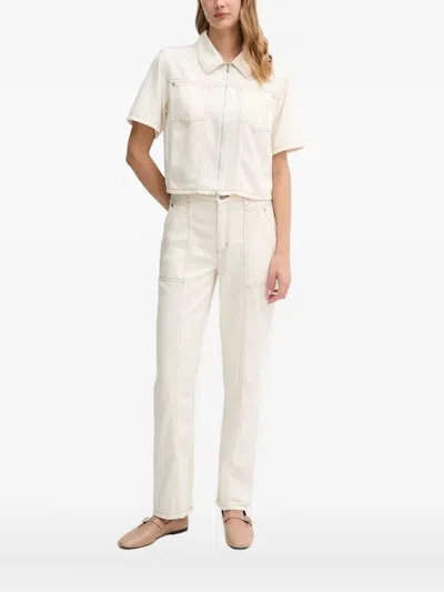 DKNY ZIP-FRONT DENIM SHIRT