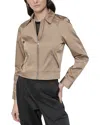 Dkny Sateen Trucker Jacket In Taupe