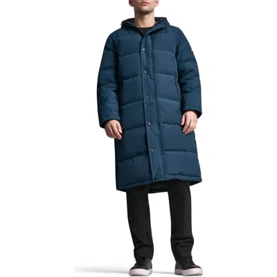 Dkny Zip Front Longline Puffer In Blue
