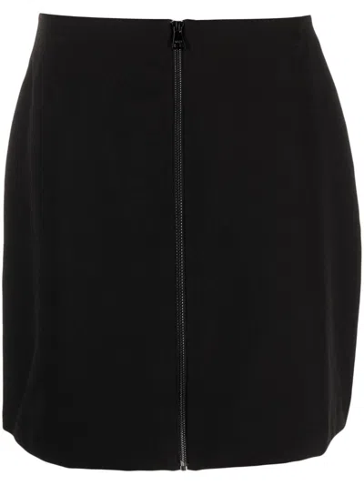 Dkny Zip-front Midi Skirt In Black