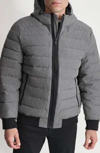Dkny Zip Front Quilted Jacket In Gray