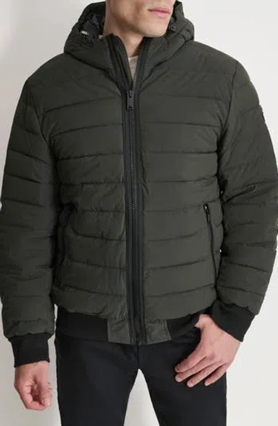 Dkny Zip Front Quilted Jacket In Green