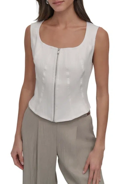 Dkny Zip Front Seamed Corset Top In Ivory