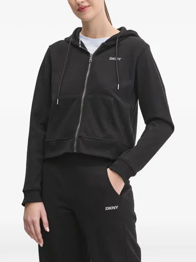 Dkny Zip Hoodie In Black