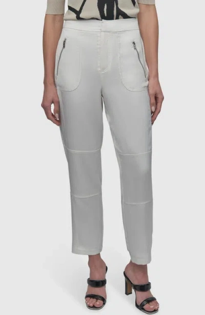 Dkny Zip Pocket Satin Trousers In Ivory