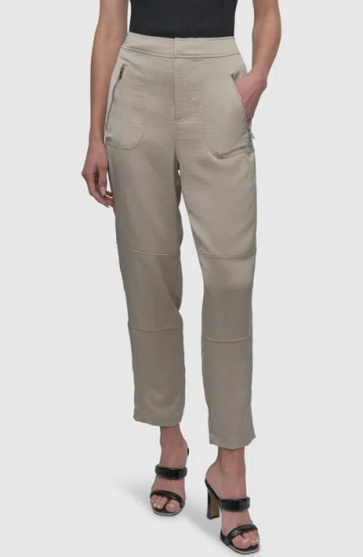 Dkny Zip Pocket Satin Pants In Pebble